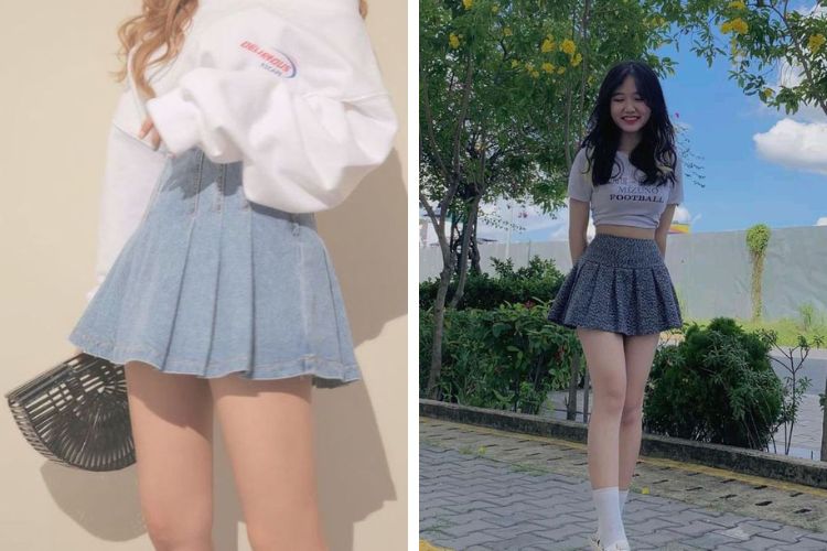 Chân váy mini xếp ly